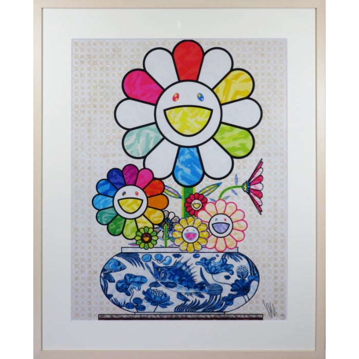 村上隆「青花の壺に村上フラワー」額装