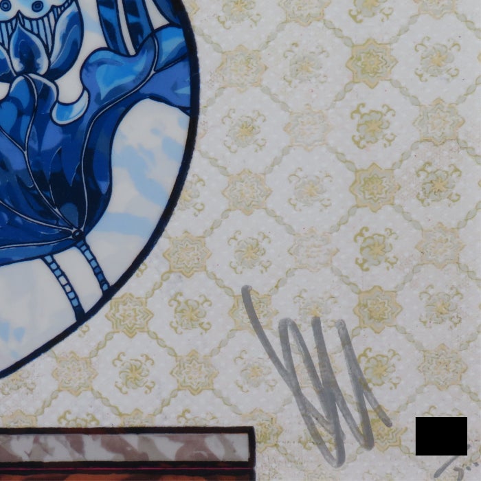 村上隆「青花の壺に村上フラワー」サイン